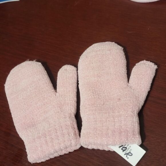 Toddler Girl Winter Hat And Mittens Bundle Pink Beanie w Ears, Teddy Bear (GW) - Picture 6 of 12